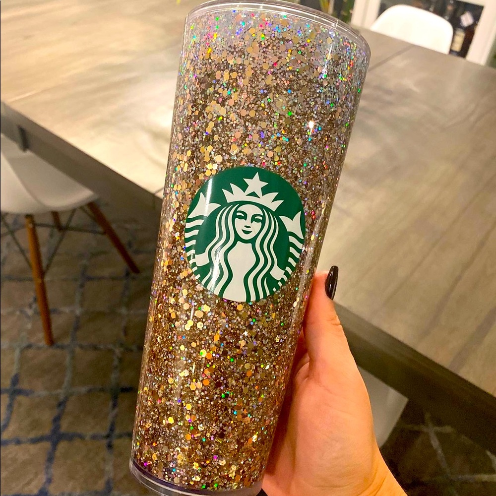 Starbucks glitter snow globe tumbler champagne
